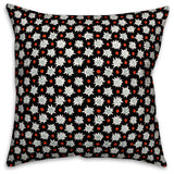 Abstract Snowflake Pattern, Black Throw Pillow Cover, 16"x16"