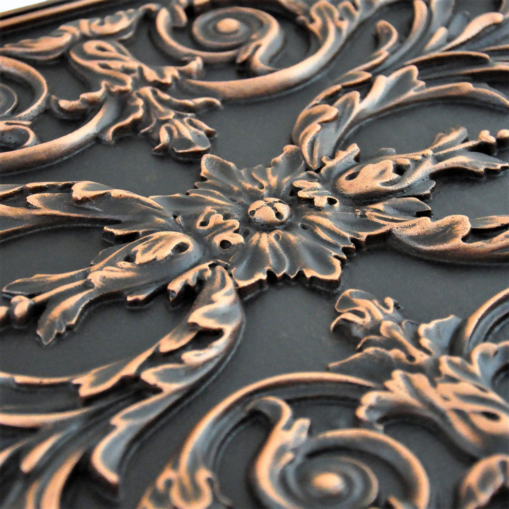 Viola Oil Rubbed Bronze Matte Finish 12"x 18" Hand Made Metal Mural Tile