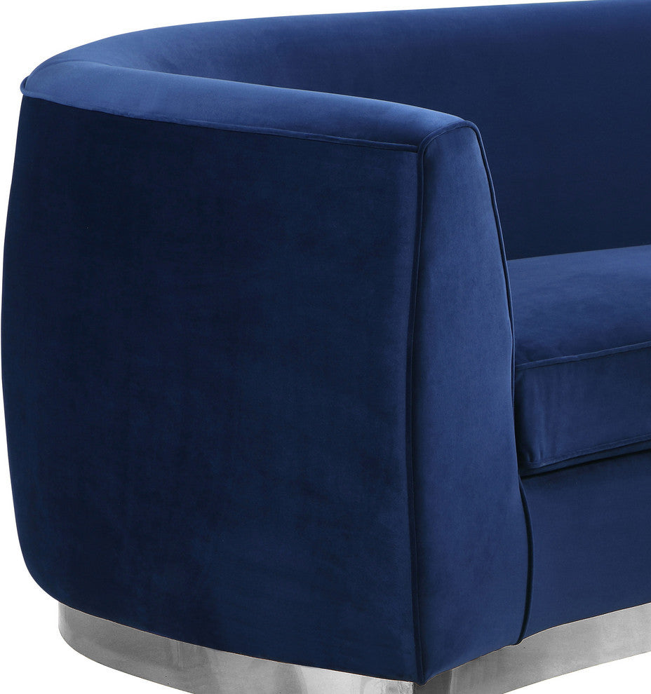 Julian Velvet Upholstered Chair, Navy, Chrome Base
