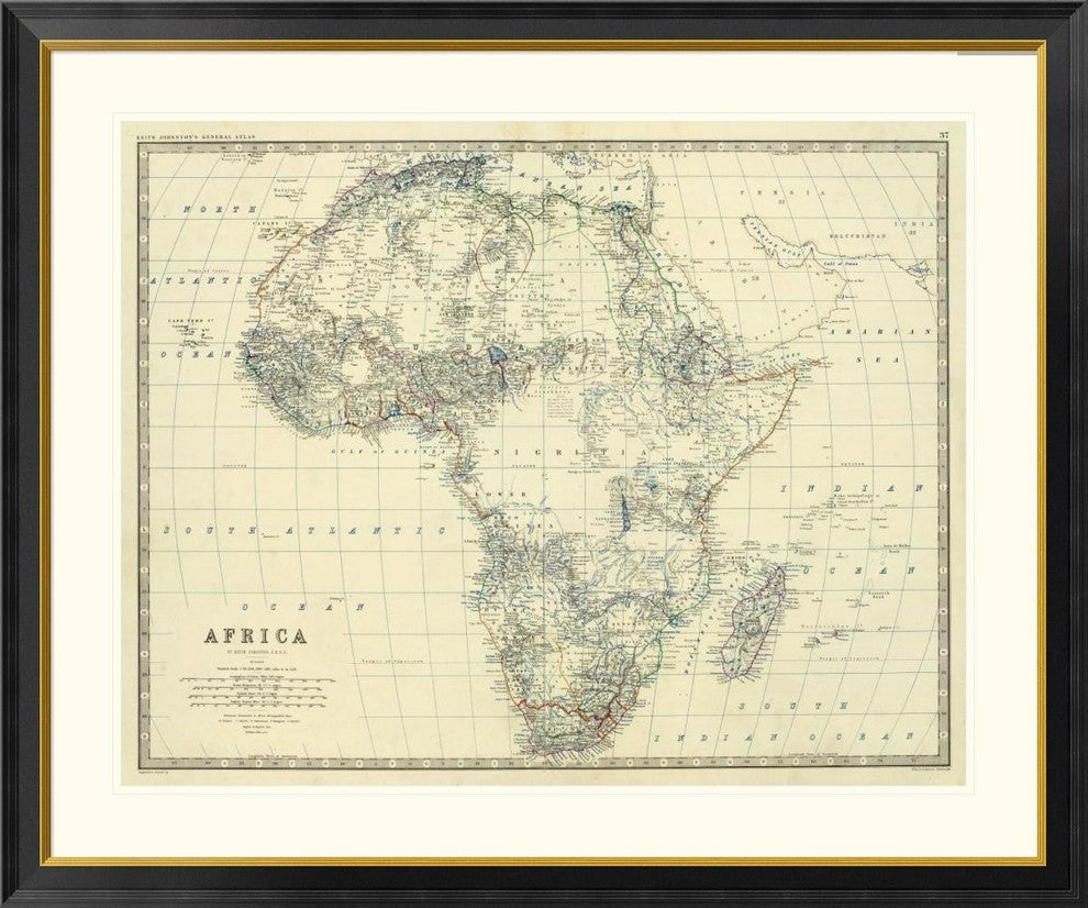 "Africa, 1861" Framed Digital Print by Alexander Keith Johnston, 46x39"
