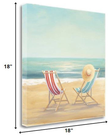 18" Beach Chairs on the Sand Giclee Canvas Wall Art