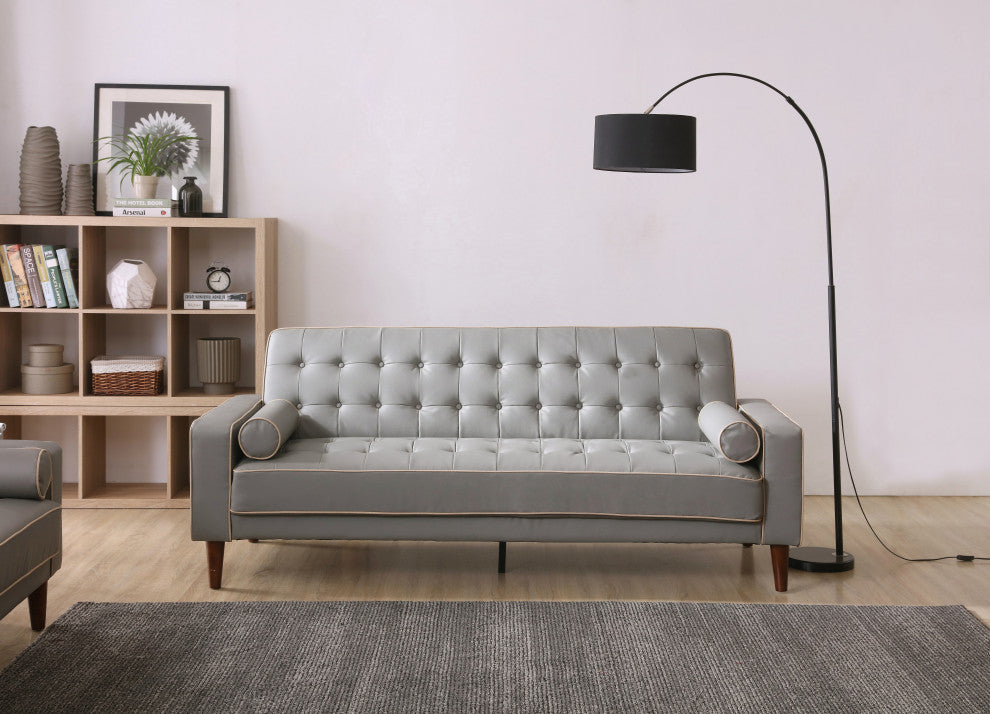 Navi Sleeper Sofa, Gray Faux Leather