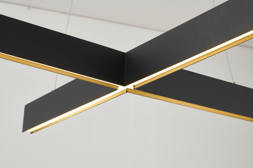 Metal and Acrylic "X" Shaped Frame LED Light Fixture, Black