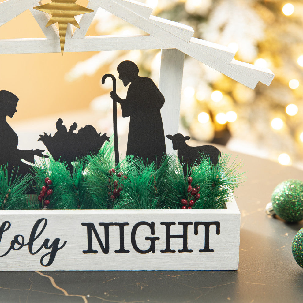 13.5"L Wooden Nativity Table Decor