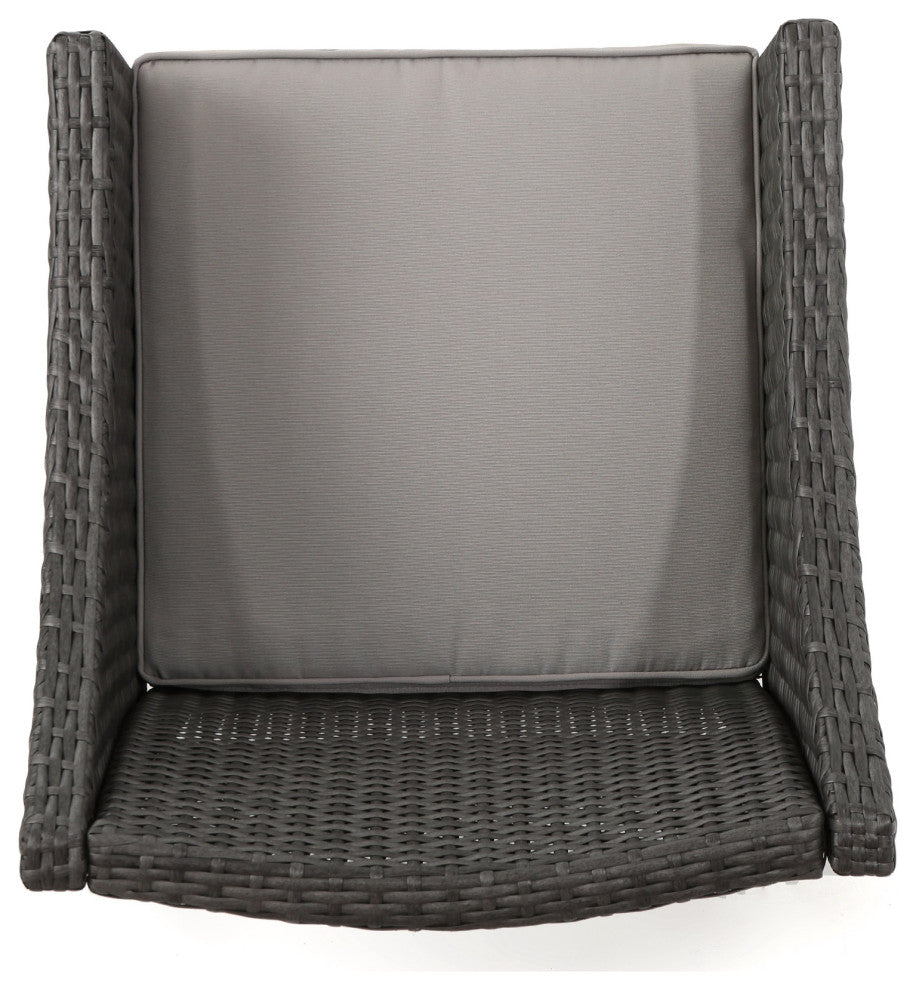 GDF Studio 5-Piece Marcy Outdoor Square Dining Set, Gray/Gray/Silver