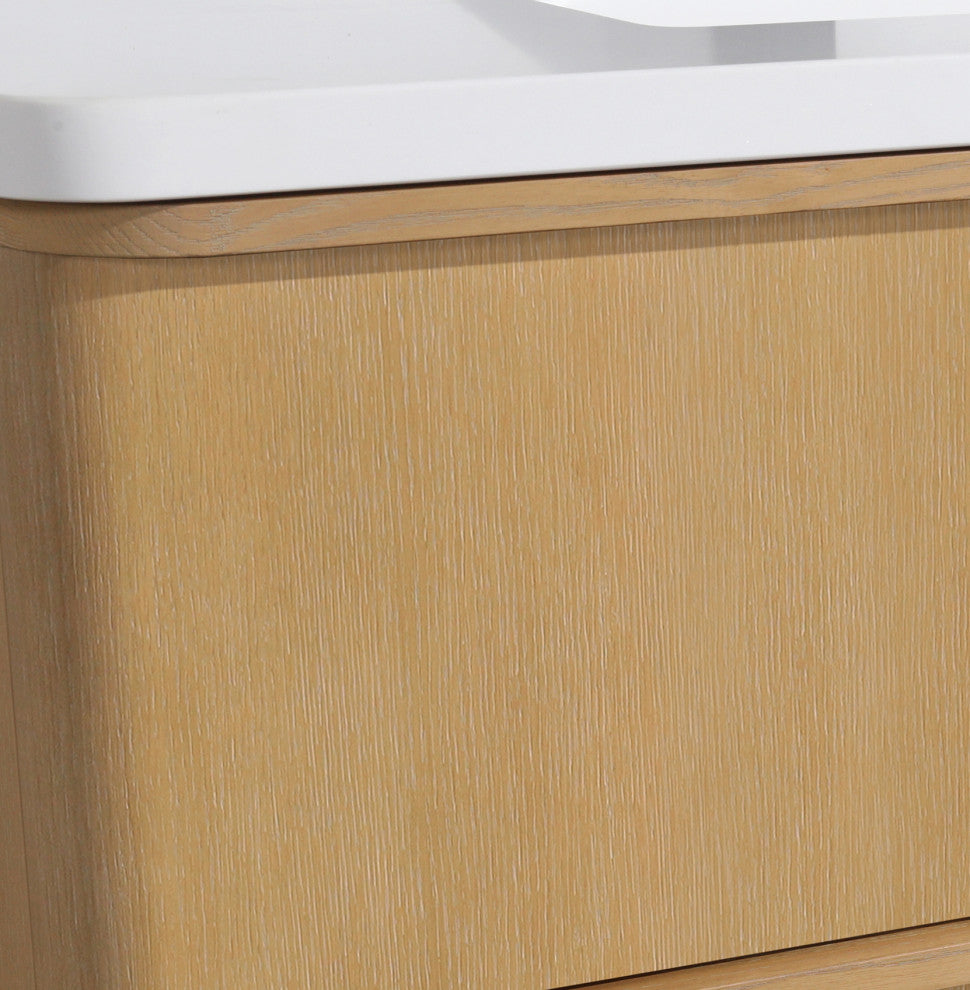 Lucas Bathroom Vanity, Washed Oak, 36", Single Sink, Floating