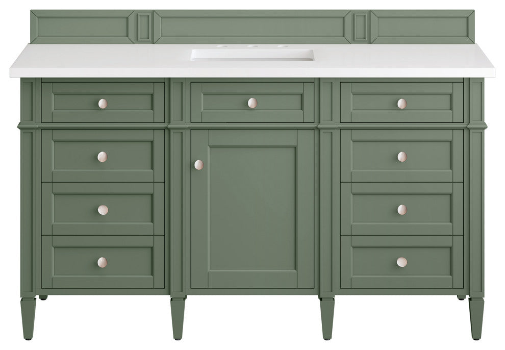 Brittany 72" Double Vanity, Smokey Celadon,  White Zeus Quartz Top