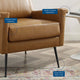 Armchair Accent Chair, Faux Vegan Leather, Black Tan, Modern, Lounge Hospitality