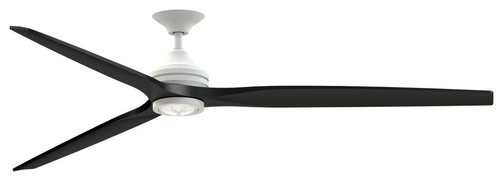 Fanimation Spitfire 84" Fan/LED Light, matte White, Matte White/Black Blades