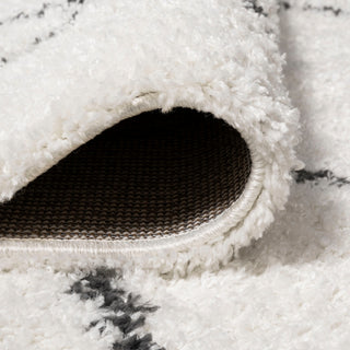 Catala Moroccan Diamond Shag Rug, White/Black, 2x10