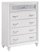 5 Drawers Chest With Acrylic Crystal Accent, Gray and White