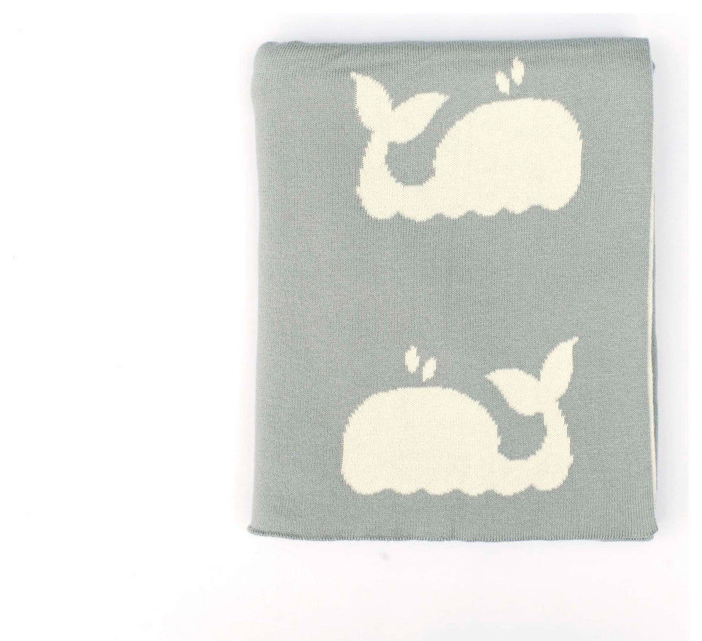 Whale Design Baby Blanket, Gray