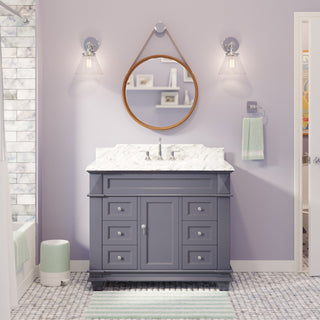 Elizabeth 42" Bathroom Vanity, Marine Gray, Carrara Marble