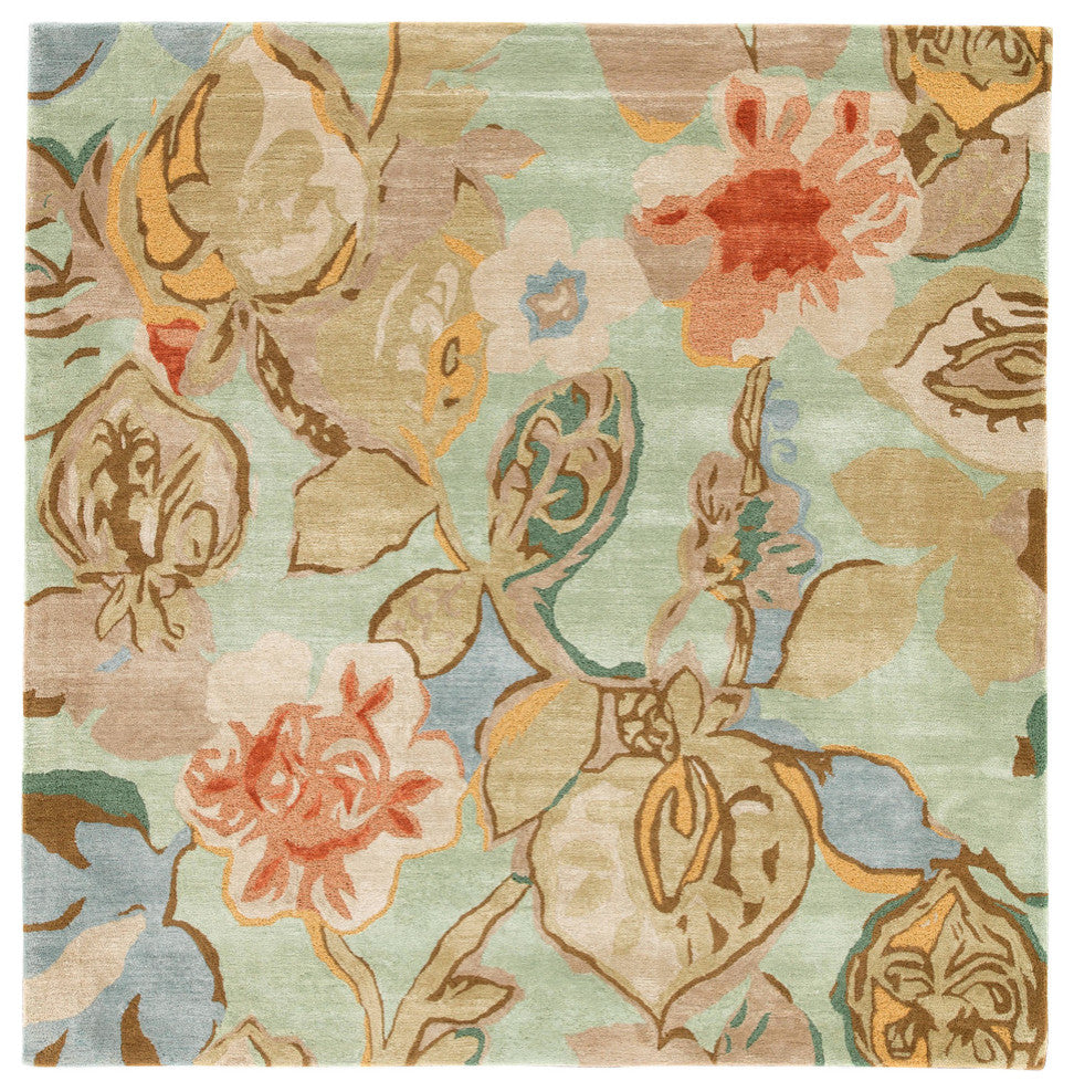 Jaipur Living Petal Pusher Handmade Floral Green/Multicolor Area Rug, 8' Square