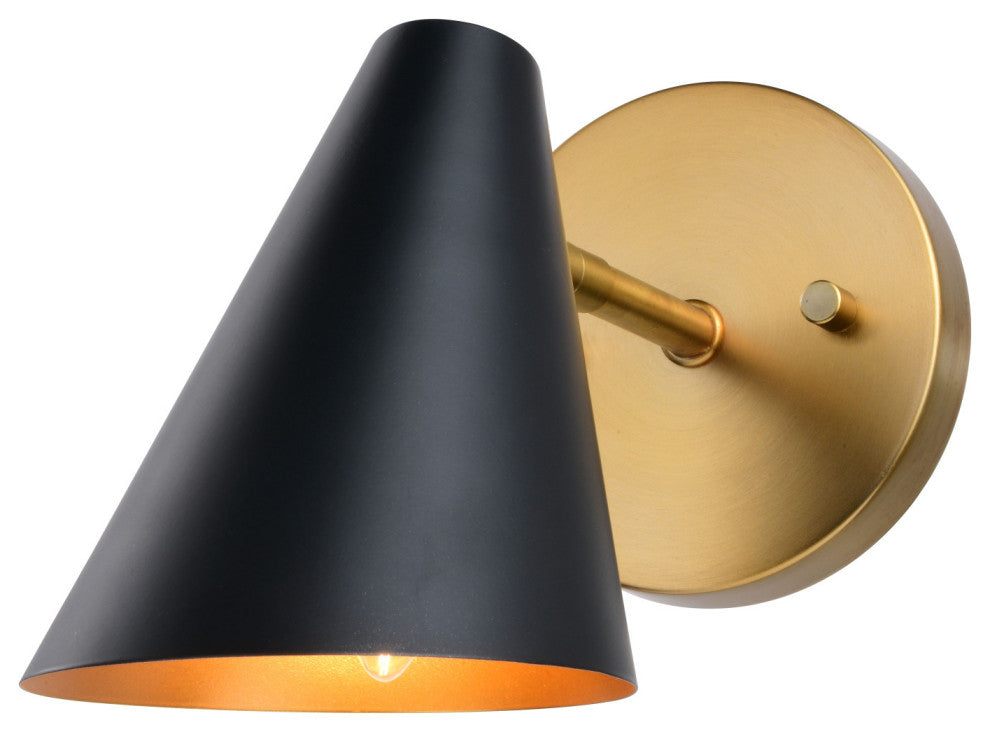 Pryce 4.5-in. Wall Light Matte Black and Satin Brass