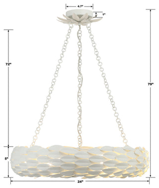 CRYSTORAMA Broche 6 Light Matte White Pendant