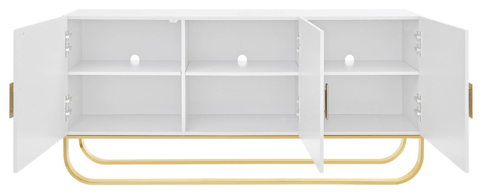Nicole Miller Jacelynn Sideboard, White/Gold, 3-Door