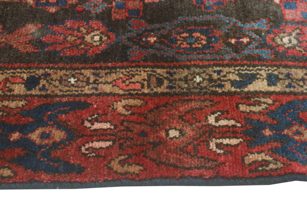 Fine Vintage Distressed Adalbrec Charcoal/Rust Runner, 2'11 x 10'6