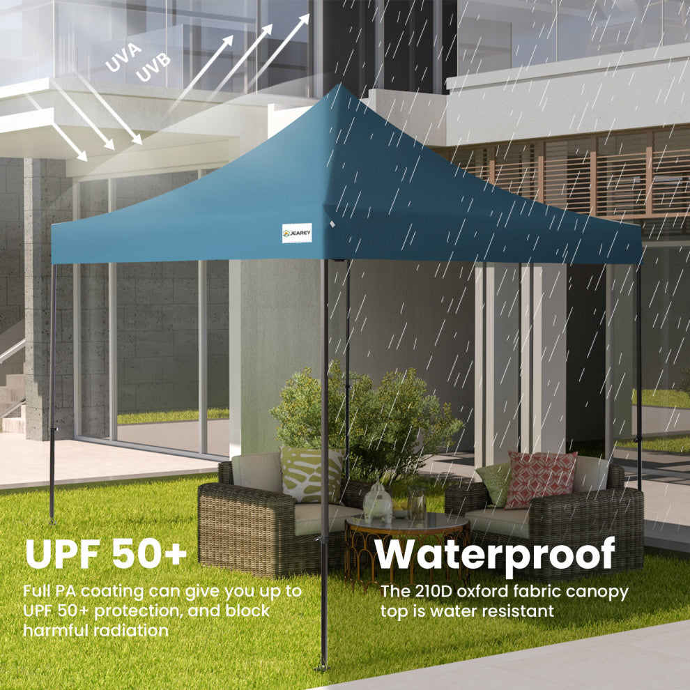 JEAREY Pop Up Canopy Tent, Outdoor Canopy, 4 Sand Bags, Navy, 10x10ft