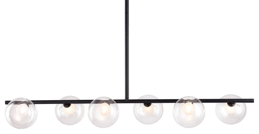 Pendant Ceiling Light Fixture, Glass, Steel Metal, Black, Clear, Lounge Cafe
