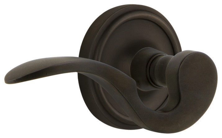 Classic Rose With Manor Lever, Oil-Rubbed Bronze, Passage, Right-Handed