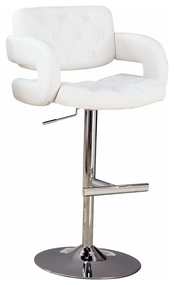 Benzara BM69049 Modern Style Adjustable Height Bar Stool, White