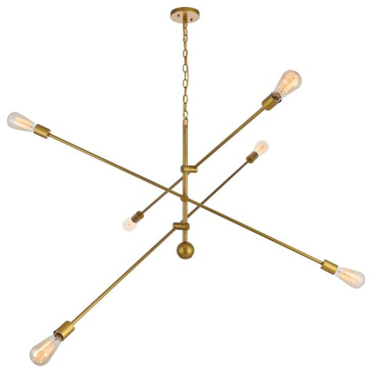 Elegant LD8014D55BR Axel 6 Lights Brass Pendant