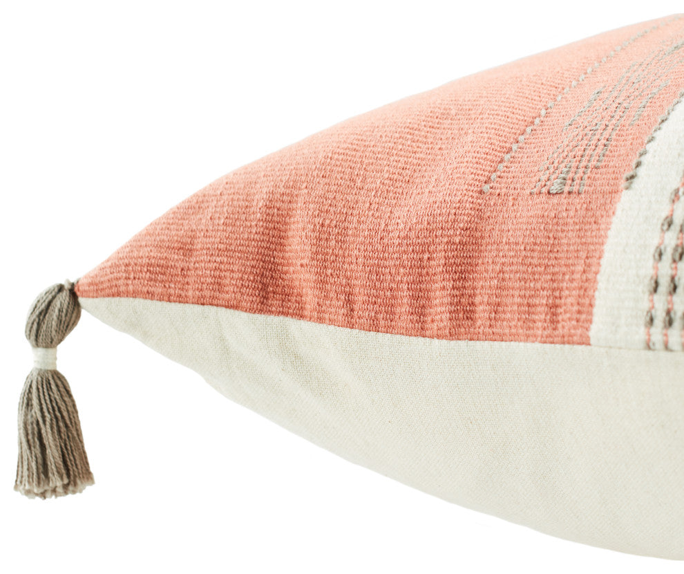 Jaipur Living Maikham Tribal Coral/Cream Down Pillow 18" Square