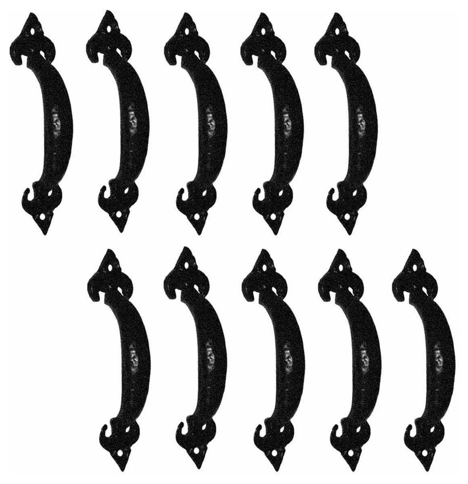 Door or Drawer Pull Black Wrought Iron Fleur de Lis 6 1/2'' Renovators Supply