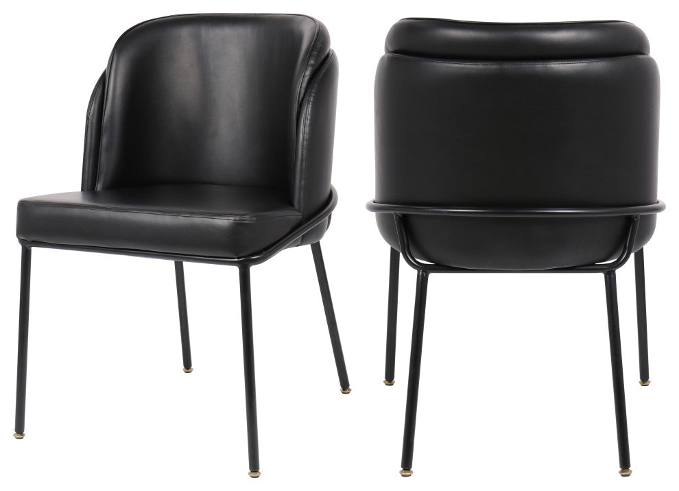 Jagger Vegan Leather Upholstered Dining Chair, Set of 2, Black, Matte Black Finish