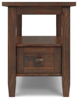 Warm Shaker Solid Wood 14" Rustic Narrow Side Table, Distressed Charcoal Brown