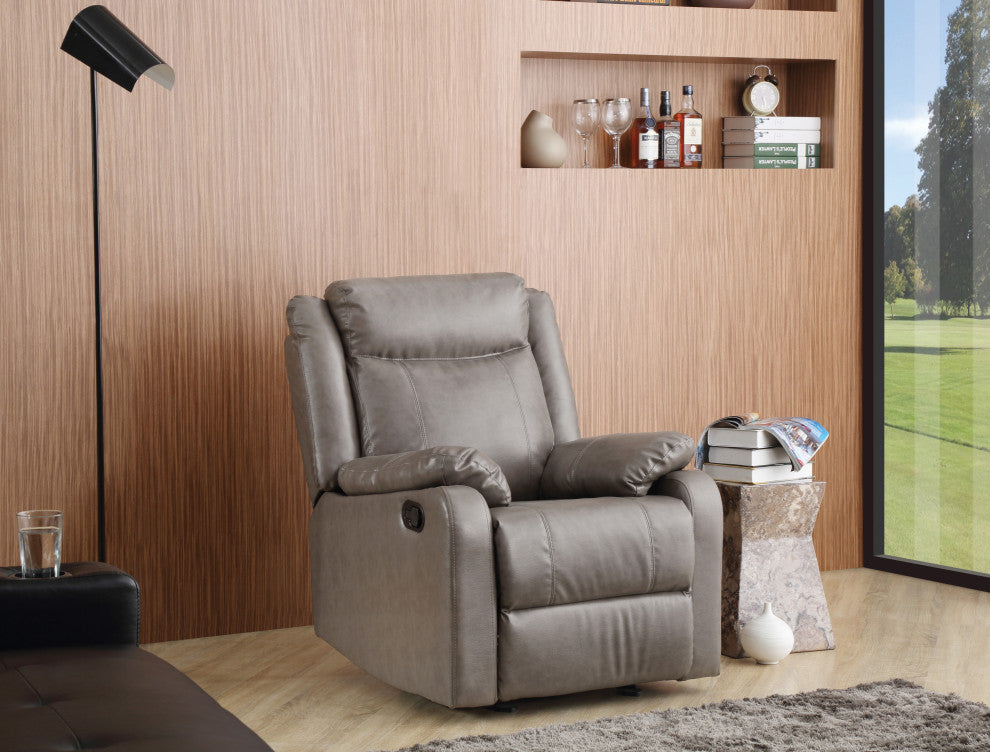 Osino Faux Leather Rocker Recliner, Gray