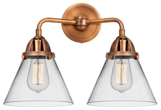 Large Cone Bath Vanity Light, Antique Copper, Clear, Clear
