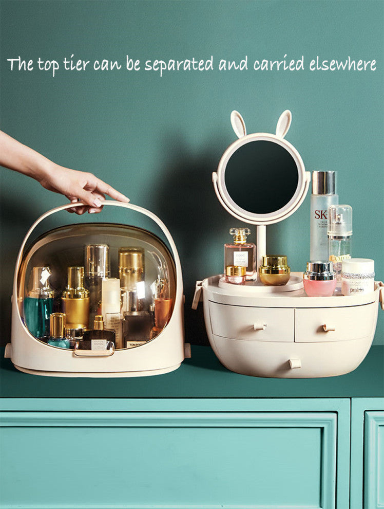 CozyBlock Small Modern Makeup Container Storage, Pink, Cosmetic Display Box