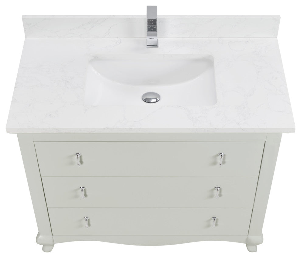 Legion Furniture WS2512 Series Bathroom Sink Vanity, Silver Strand, 42", Artificial Stone Top, Single Sink