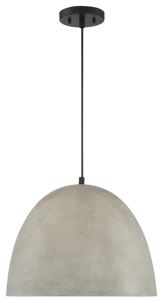 1-Light Pendant, Concrete With Matte Black