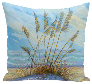 Happy Place, Floral Print Pillow, Blue, 20"x20"