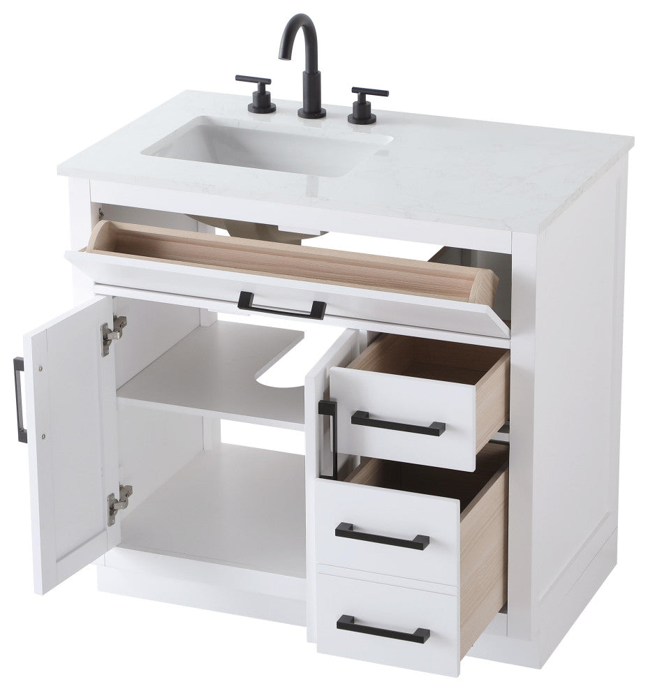 Home Living 36" Single Bathroom Vanity, White