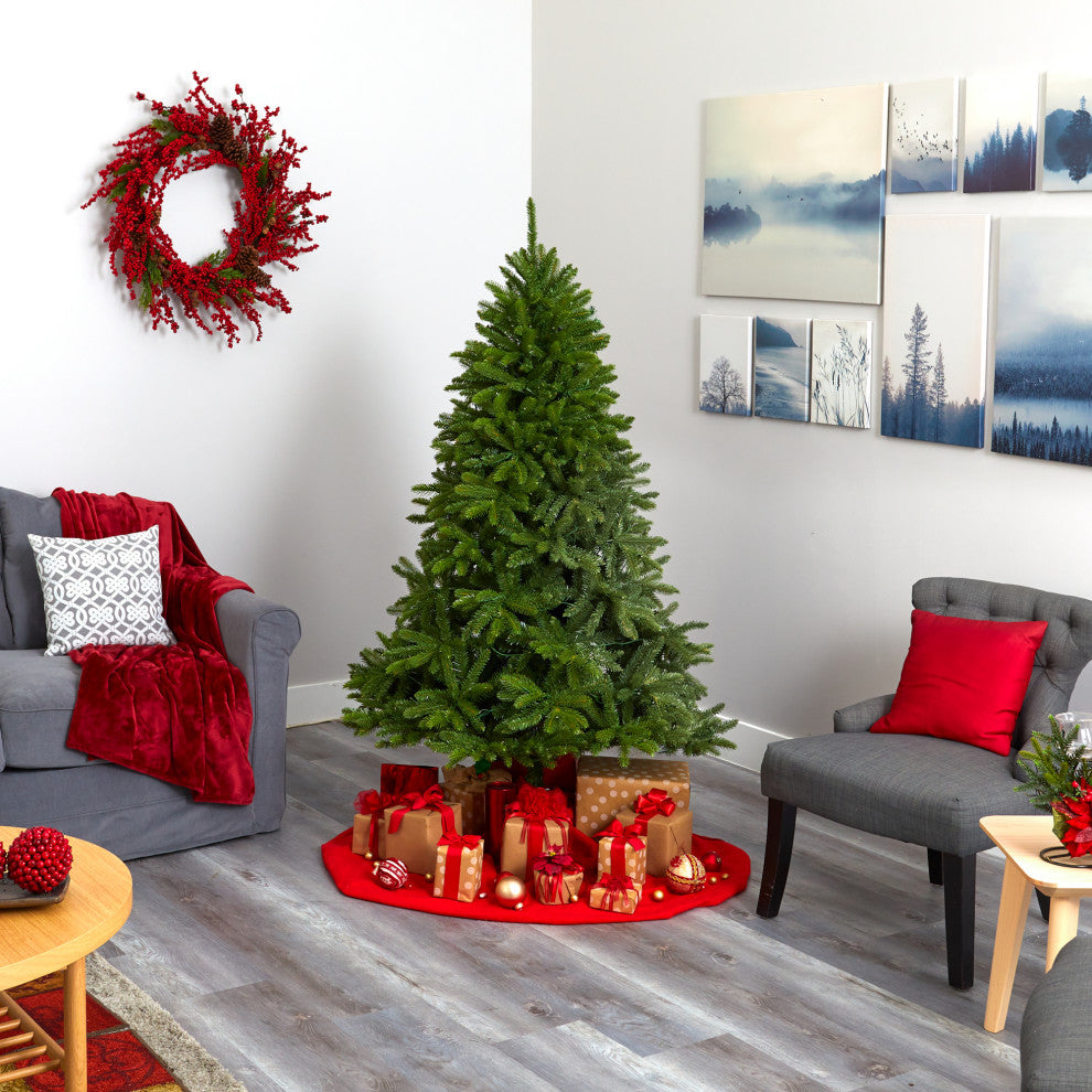 6' Sierra Spruce Natural Look Faux Xmas Tree W/ Clear Lights & Bendable Branches