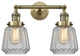 2-Light Chatham 16" Bath Fixture, Antique Brass, Glass: Clear