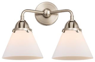 Large Cone Bath Vanity Light, Brushed Satin Nickel, Matte White, Matte White