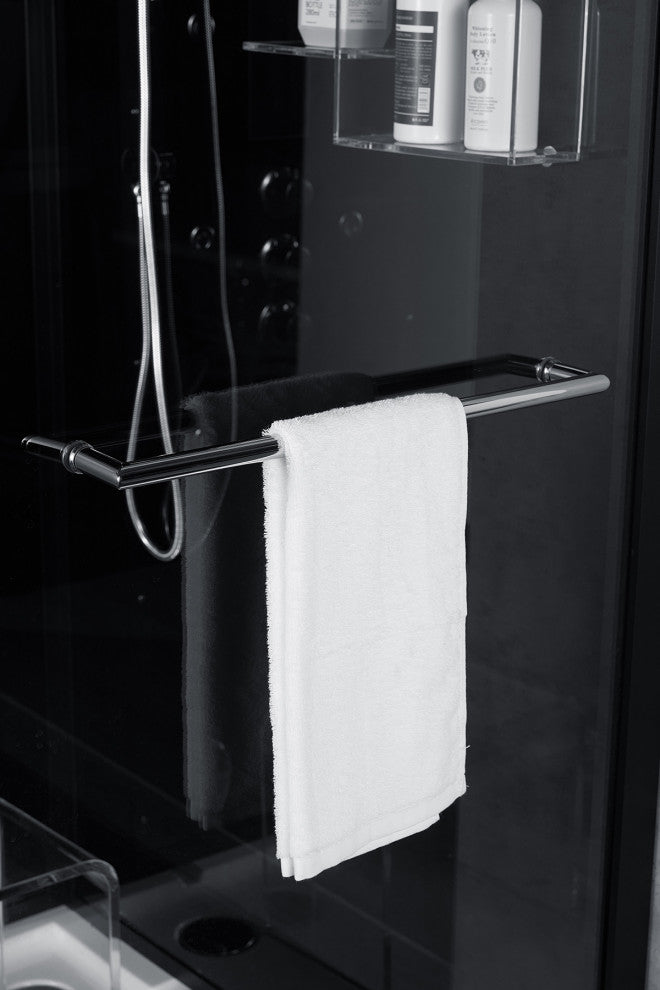 Platinum Lucca Walk-in Steam Shower Sauna Spa w/ jets Smart TV Bluet, Black, Left Position