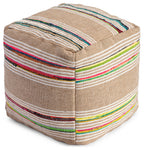 Soulard 20" x 20" x 20" Beige and Multicolor Pouf