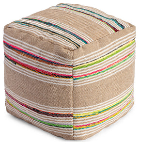 Soulard 20" x 20" x 20" Beige and Multicolor Pouf