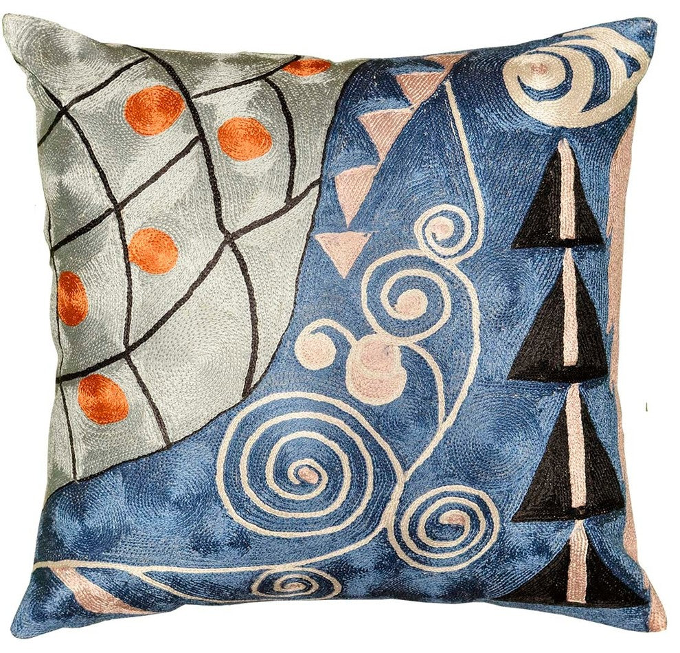 Klimt Pillow Cover Seed Tree Handmade Art Silk 18x18"
