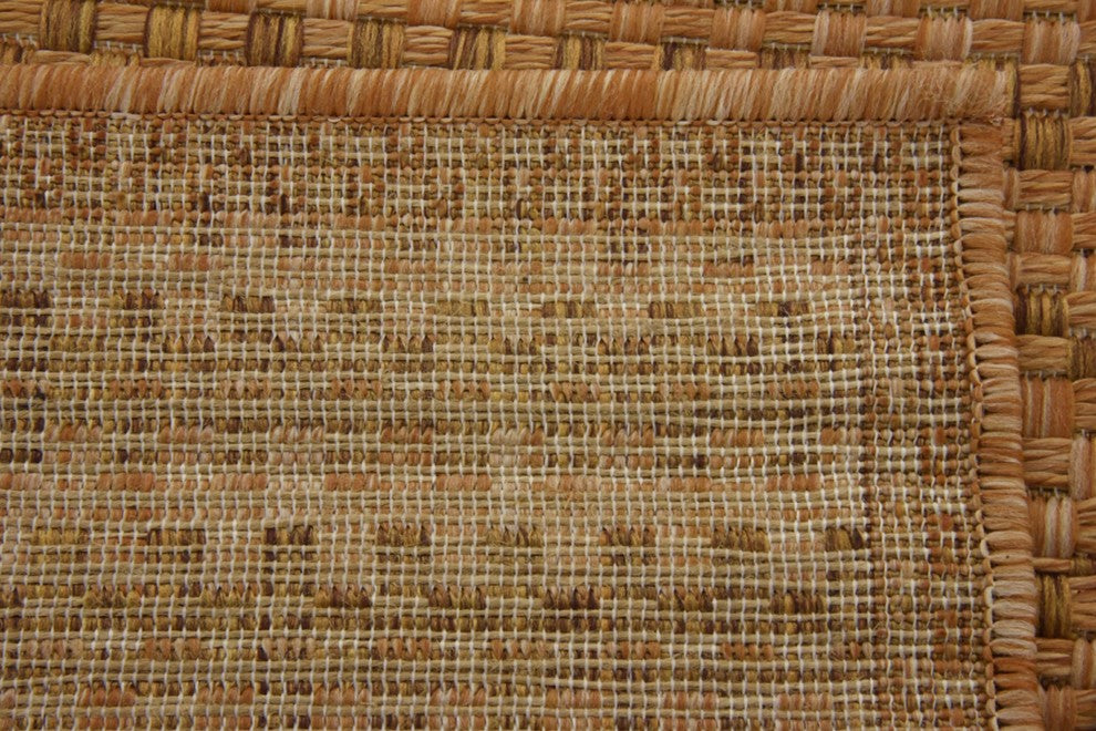 Rug Unique Loom Outdoor Border Light Brown Runner 2' 2 x 6' 0