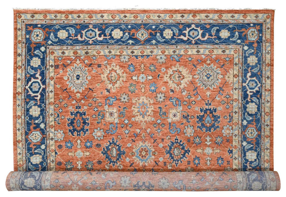Knockout Orange Mahal Design Wool Hand Knotted Oversized Oriental Rug 12'x17'10"