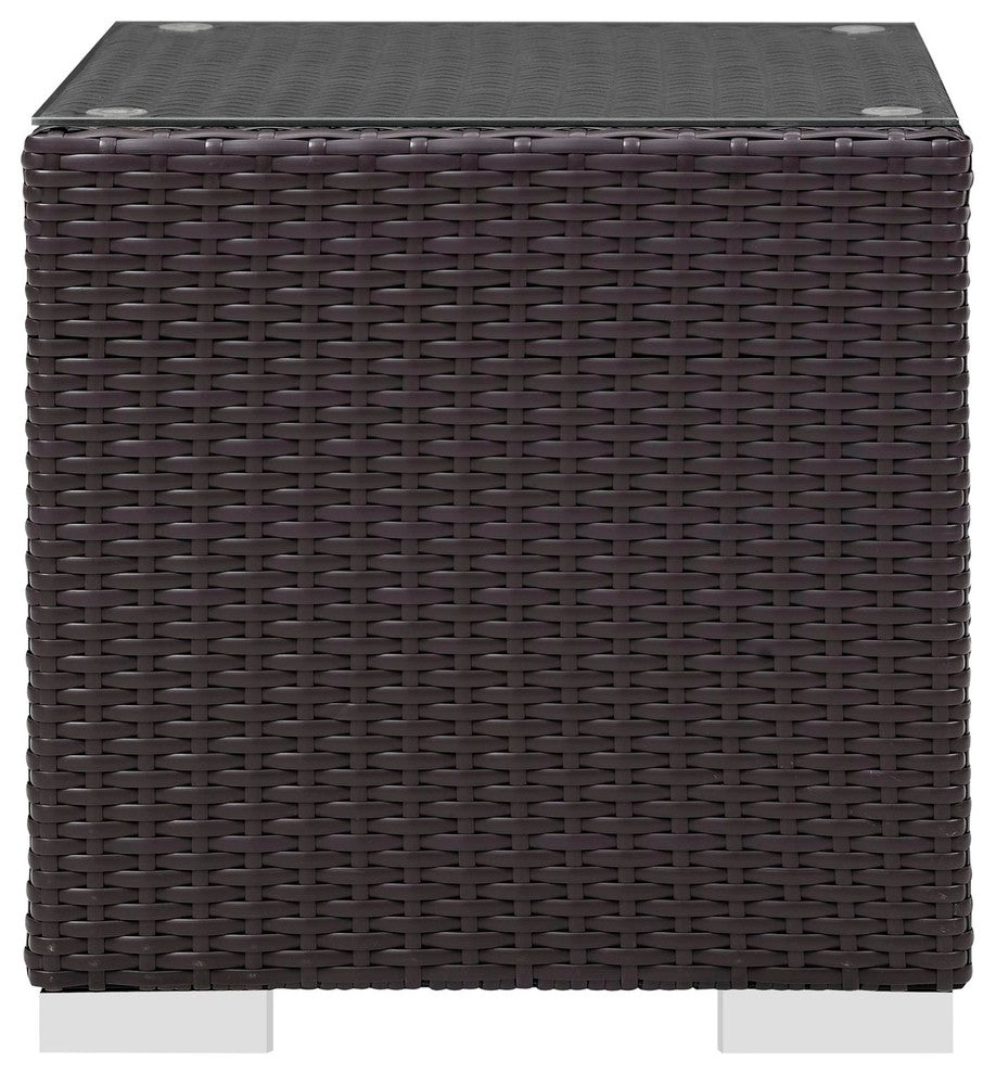 Modern Contemporary Urban Outdoor Patio Balcony Sofa Side Table, Brown, Rattan
