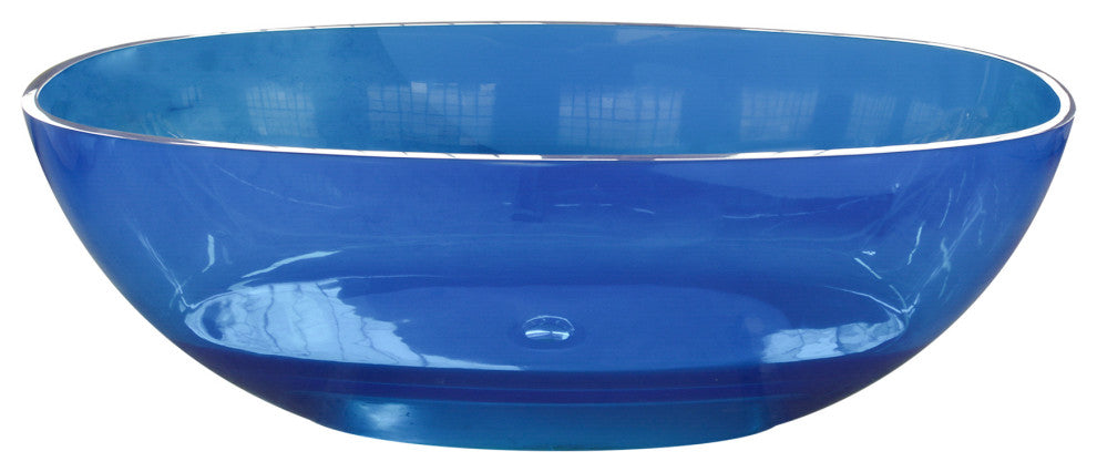 65 in.W Resin Freestanding Flatbottom Soaking Bathtub in Blue