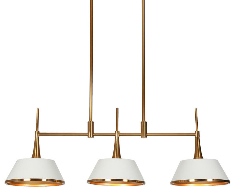 LNC 3-Light Polished Gold and White Modern Linear Kitchen Island Light